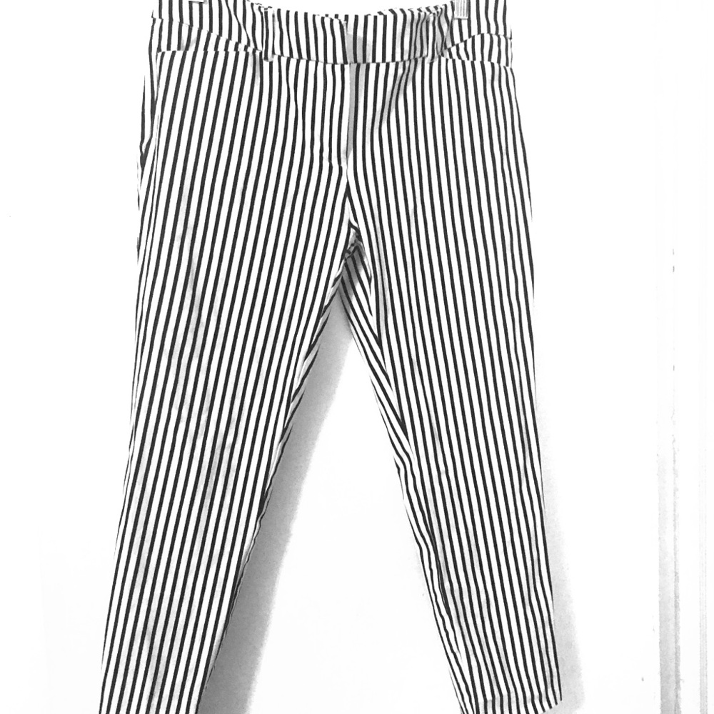 Black and white striped pants